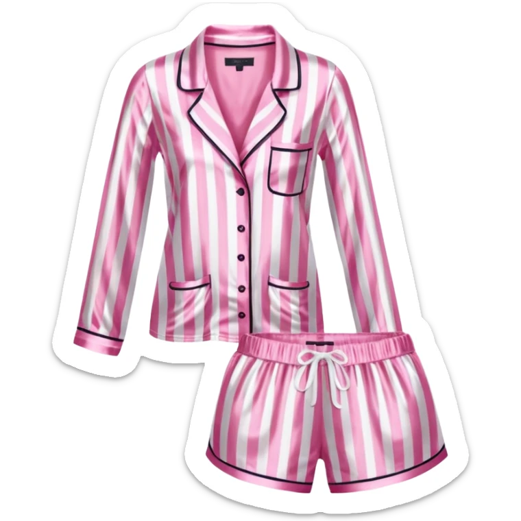 Striped pink and white silk Victoria’s Secret pajama set sticker