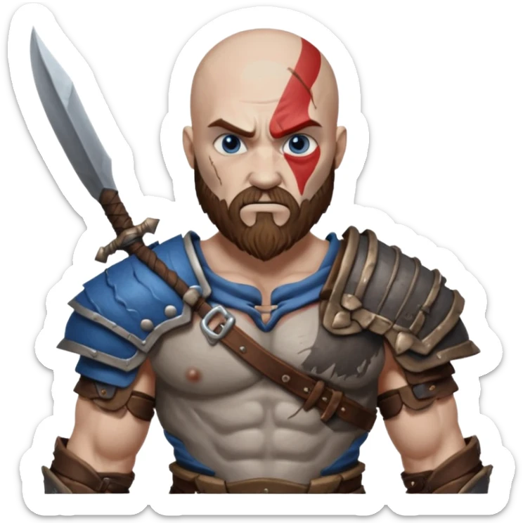 create a emoji for god of war kartos version with his wife of love blueheart sticker