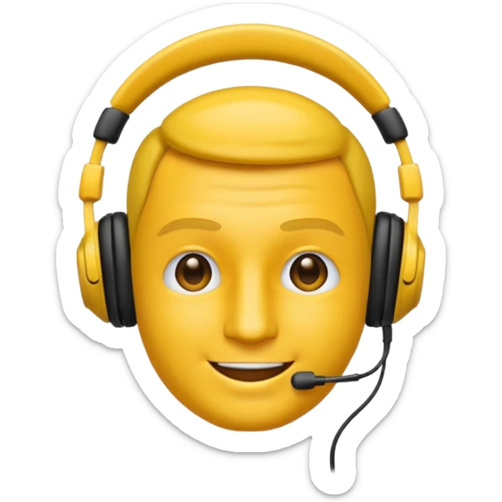 Un emojis feliz con audífonos puestos pero sin  naris un sencillo el emojis  hombre sticker