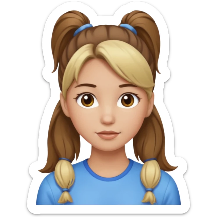 a brown haired girl with blonde highlights in a high ponytail but make her really pretty sticker