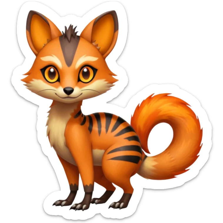 Fiery Wicked Cool Hot Edgy Genet-Numbat-Sergal-Meloetta-Vernid-fusion-hybrid-creature sticker