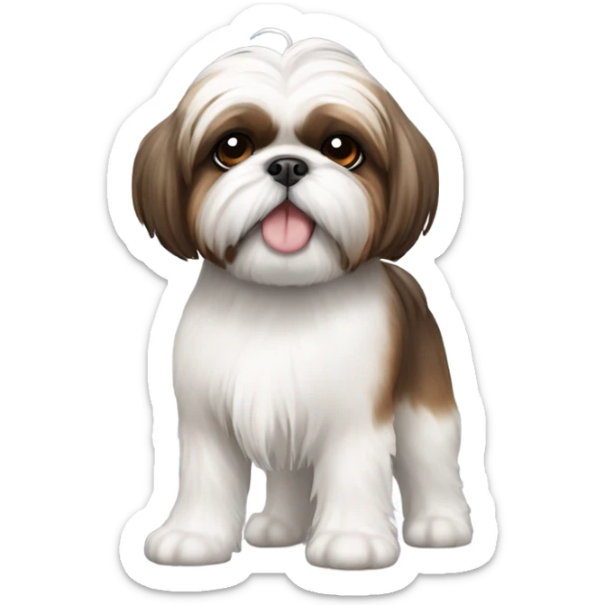 white and brown shih tzu full body no tongue out sticker