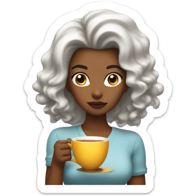 Girl with a blowout hair styl sipping tea and looking sassy sticker