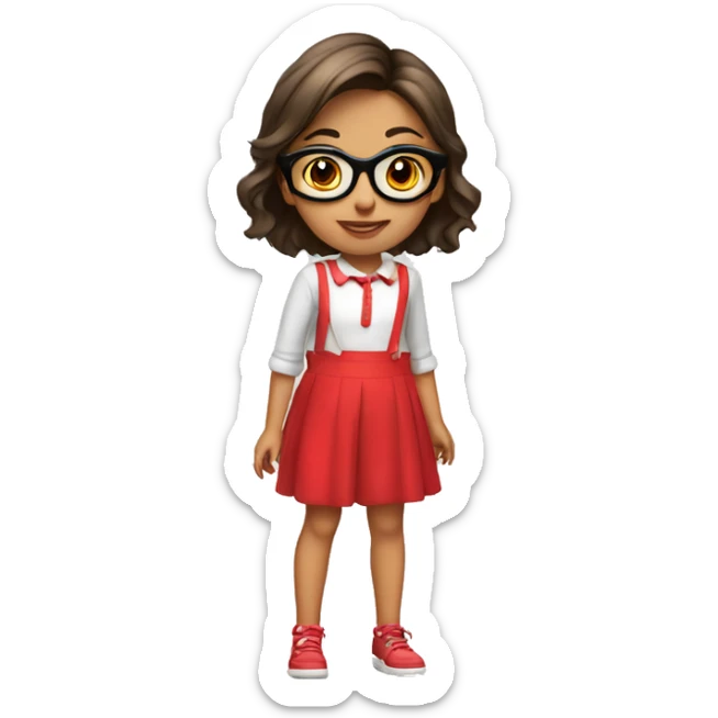 emoji niña alta, con tres orejas, pelo rojo y corto y con gafas sticker