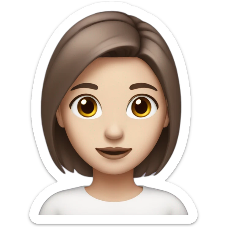 A girl with white skin and brown hair with purple at the tips sticker