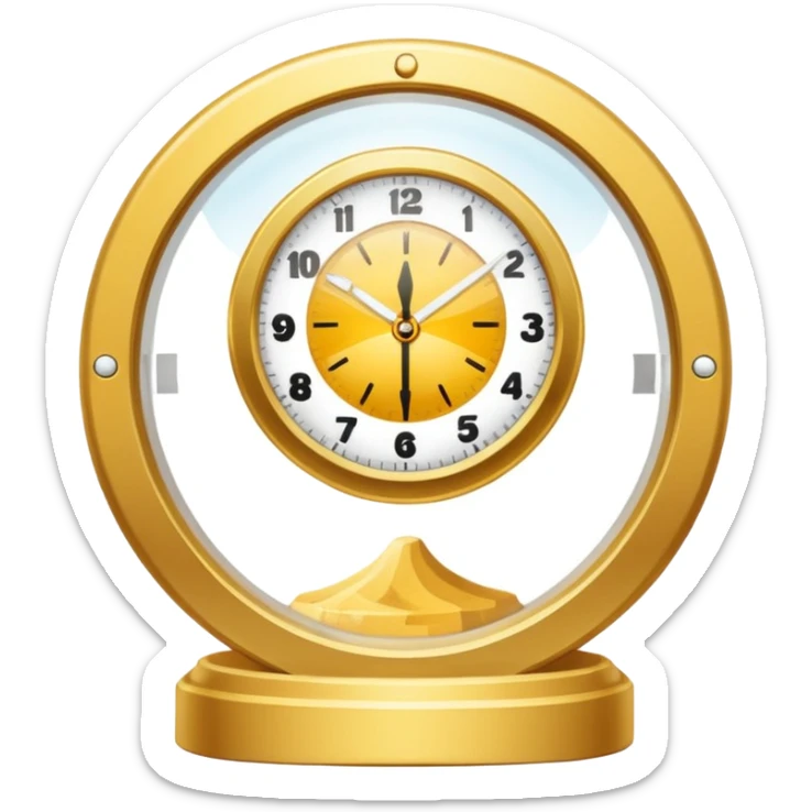 un emoji de un reloj de arena transparente con un circulo en su entorno sticker