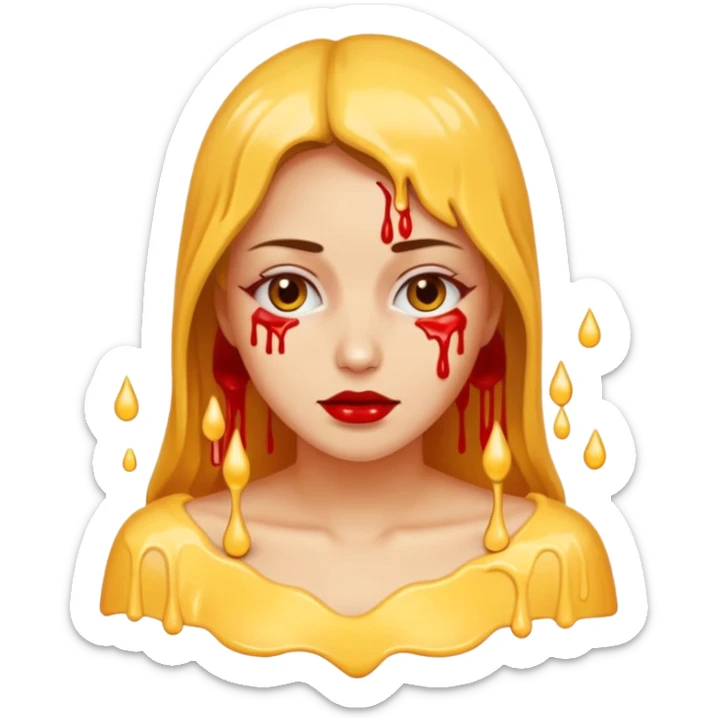 Woman dripping hot wax onto her own skin, controlled pain, ceremonial atmosphere sticker