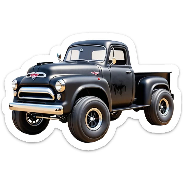 1:10 off-road lcg smoking Arrma Traxxas Basher Wednesday Adam’s 1954 blackened tarnished hotrod streamlined anime dodge extended cab rc pickup ( extra wide low-profile pin tires chrome wheels without fenders) sticker