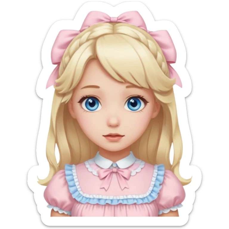 blonde and blue eyed girl with light pink dress lolita sticker
