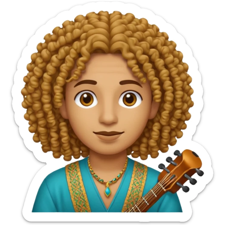 Emoji with Moroccan / Amazingh guy with curly hair, loooking like music artist Central Cee sticker