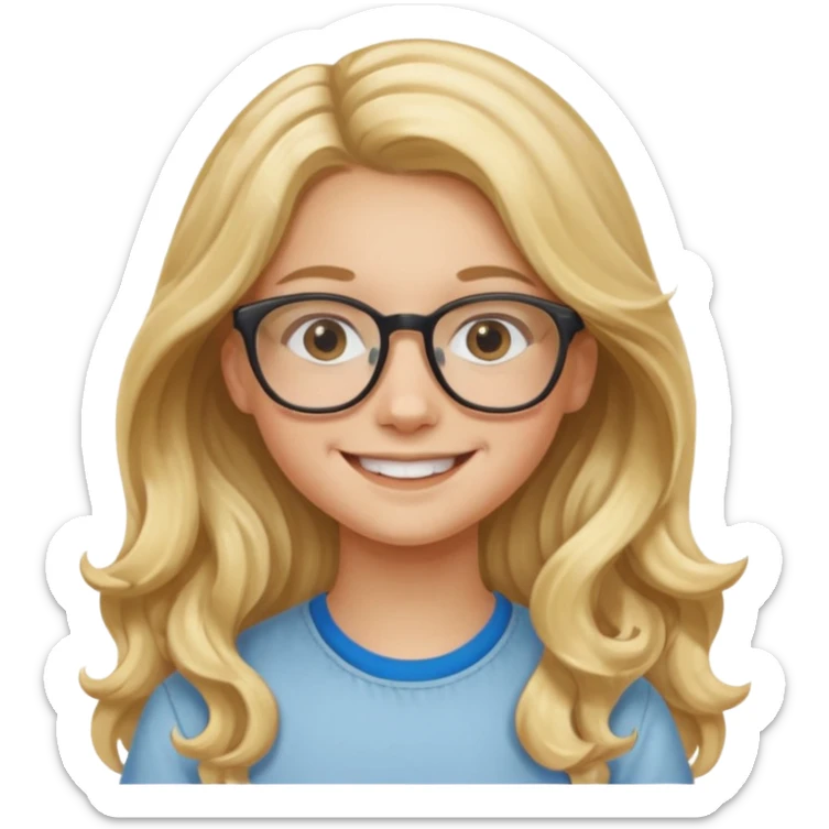 Fille 13 ans qui a des cheveux long et blond et wavy avec des lunettes sticker