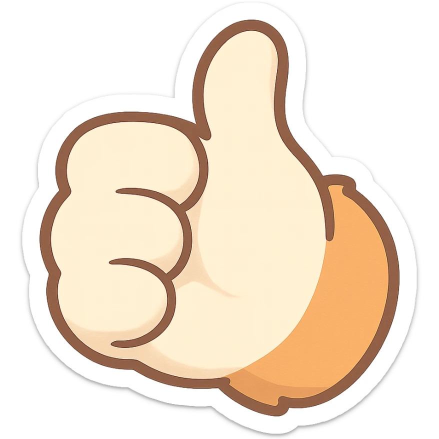 cartoon hamster paw giving a thumbs up, isolated, suitable for Discord emote sticker