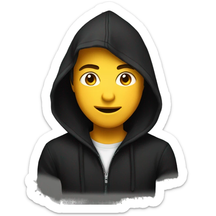 zesty teenage boy wearing black hoodie with hood on sticker