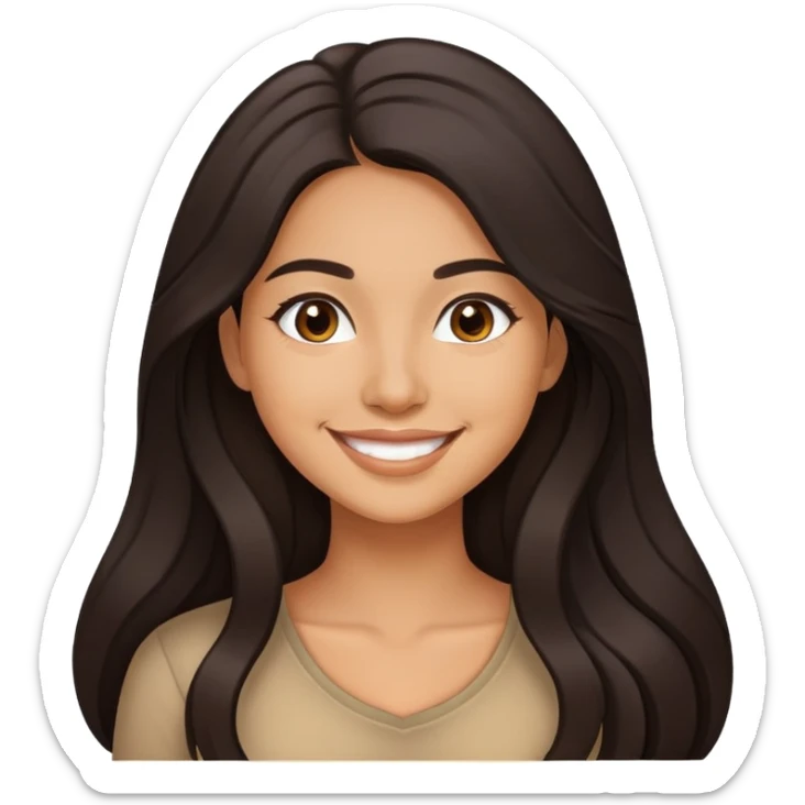 young latina woman with long dark hair smiling sticker