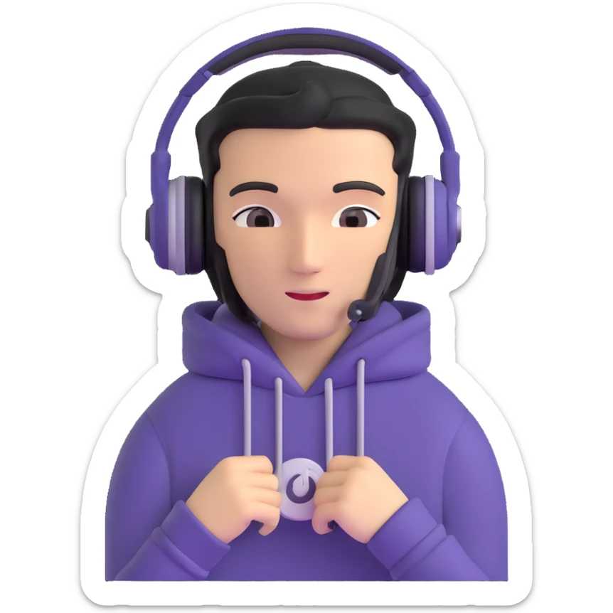 Russian rave DJ with hoodie and headphones sticker