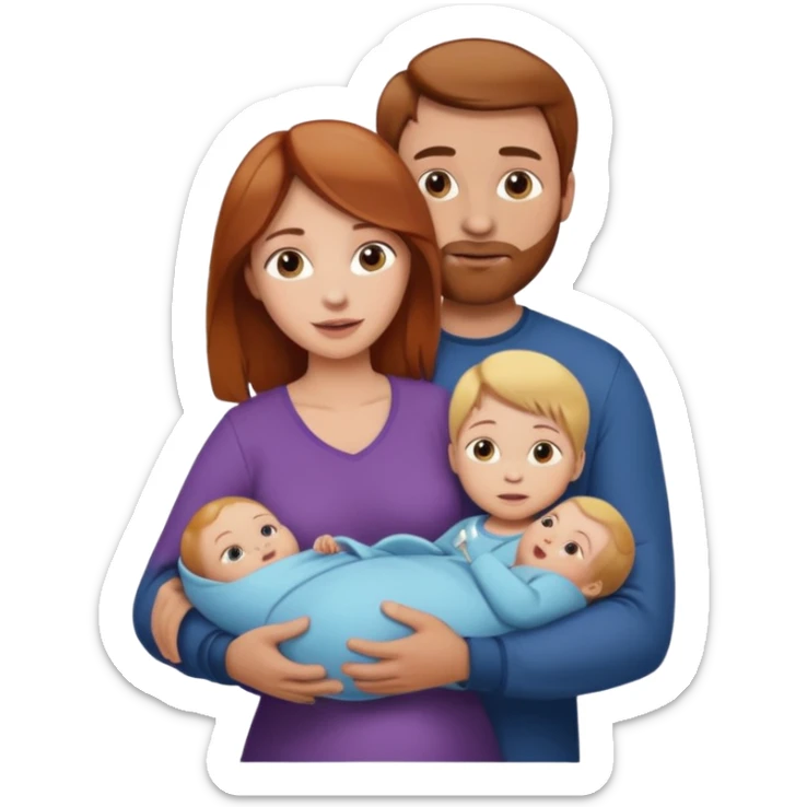 A mother and father with a baby - the mother has reddish-brown hair, father has brown hair and baby has blonde hair sticker