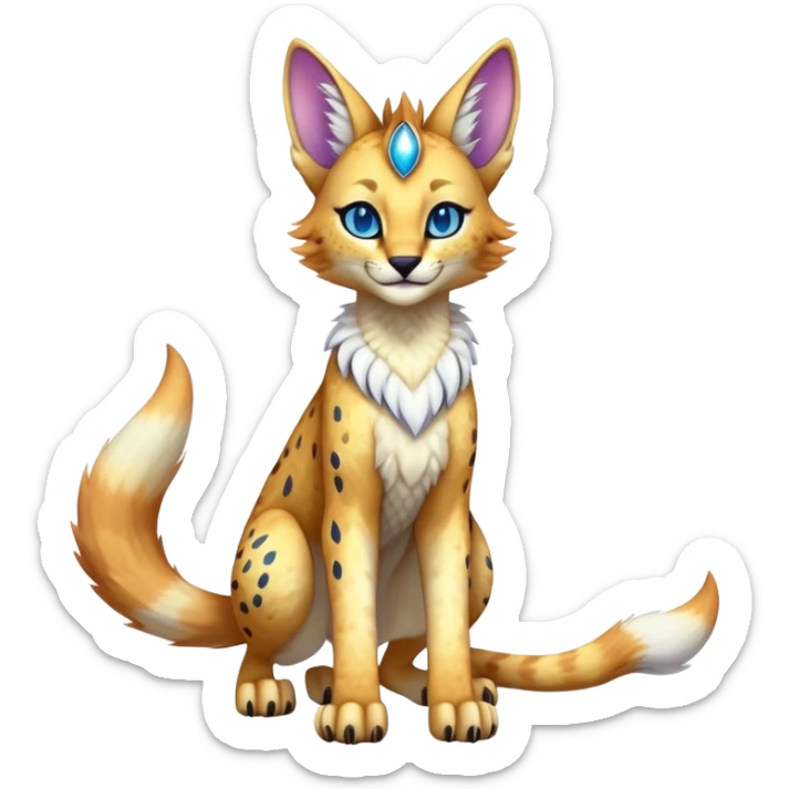 Cute Kawaii Epic Ethereal Sparkly Colorful Sergal-Serval-Caracal-Vernid full body sticker