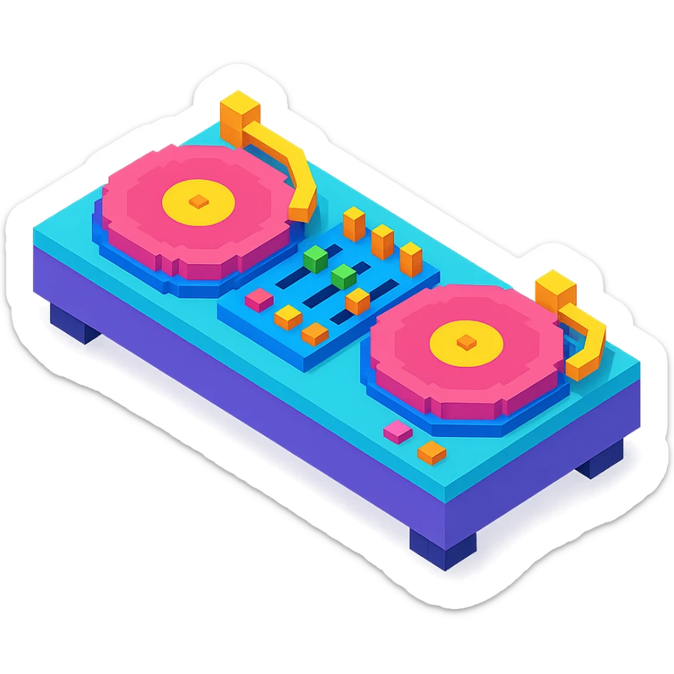 DJ turntables with a sleek design and vibrant colors sticker