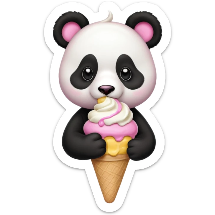 Panda eating ice cream sticker