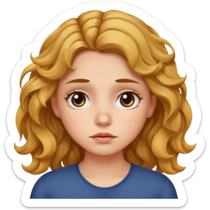 Girl with fair wavy hair made the job done and is tired sticker