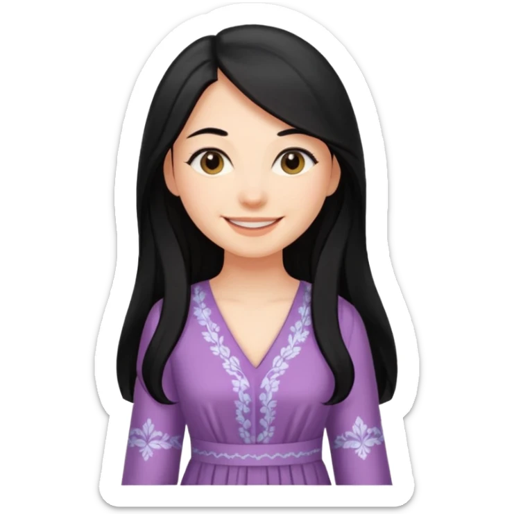 Long black hair girl wearing a maxidress being a girly girl professional  sticker