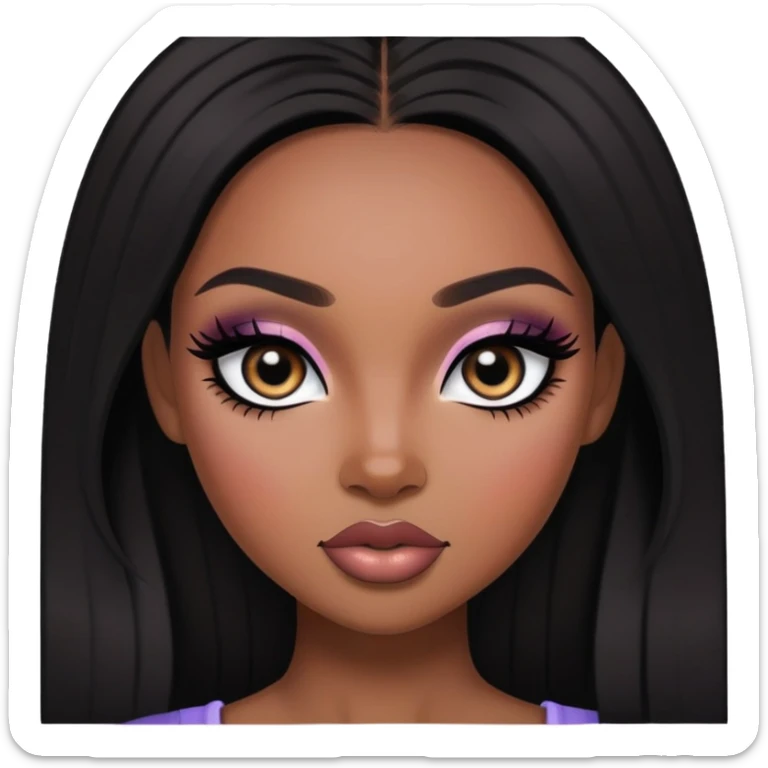 african beauty standard, dark hair, pretty makeup, pretty bratz baddie, black eyeliner sticker