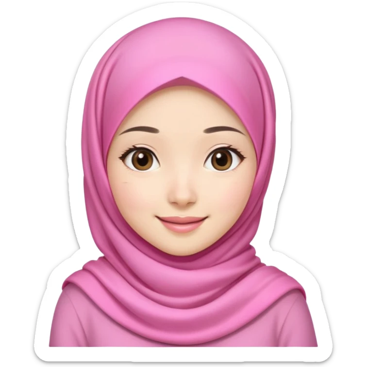 beautiful Asian girl, white skin, wearing a pink hijab, half full body sticker
