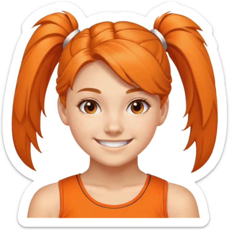 - Nữ
- 15 tuổi
- Da trắng
- Tóc buộc gọn gàng, không để kiểu tóc buộc 2 bên nữa
- thân thiện ,xinh, cười mỉm
- Mặc áo cổ vũ cam
- ảnh chân dung, không cần tay sticker