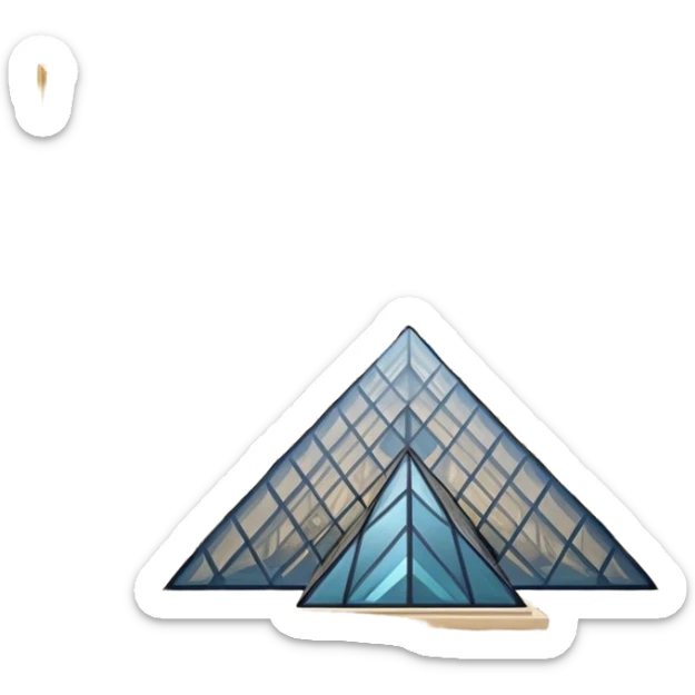 Cinematic Realistic Louvre Museum Landmark Emoji, depicted with the historic museum facade and glass pyramid rendered with lifelike detail and elegant, ambient lighting. sticker