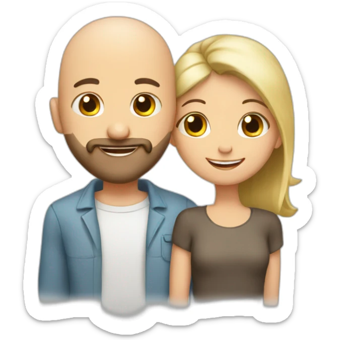 Happy-secret-couple-bald-guy-with-beard-with-boy-haircut-girl-hugging sticker