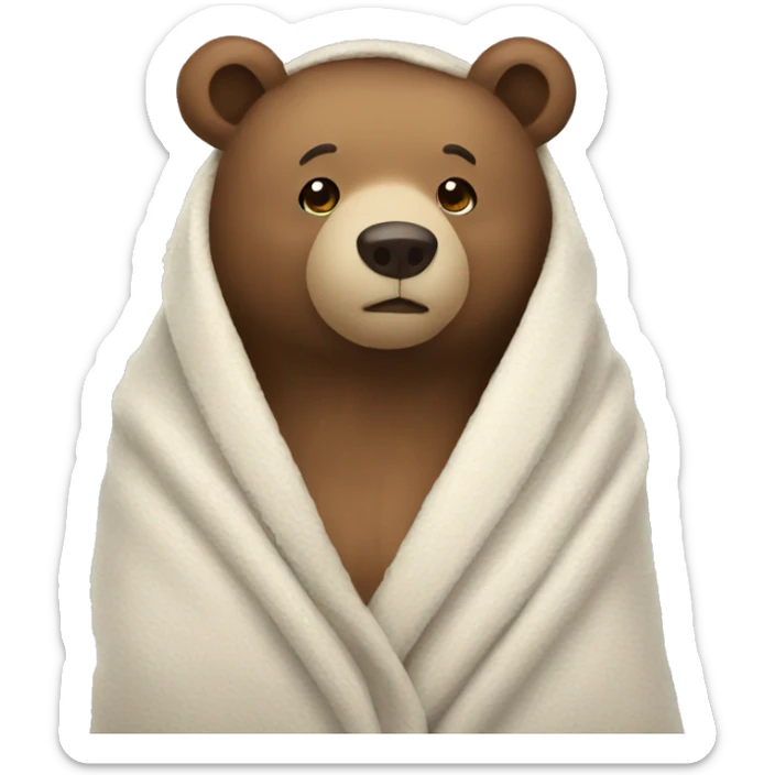 bear cozy in blanket sticker