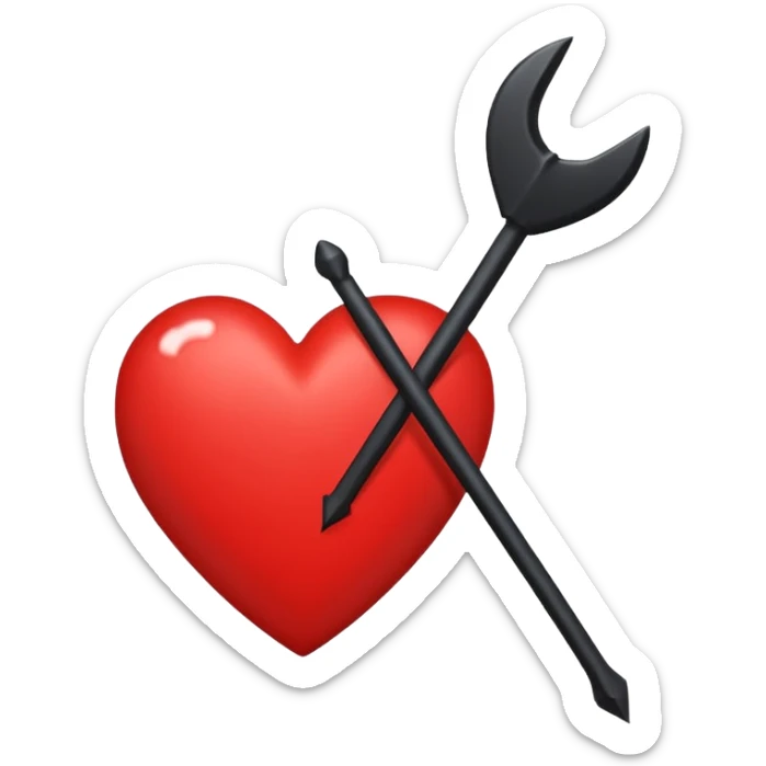 Corazón negro con una flecha,q sea todo negro el corazón y la fecha color roja nada más. sticker