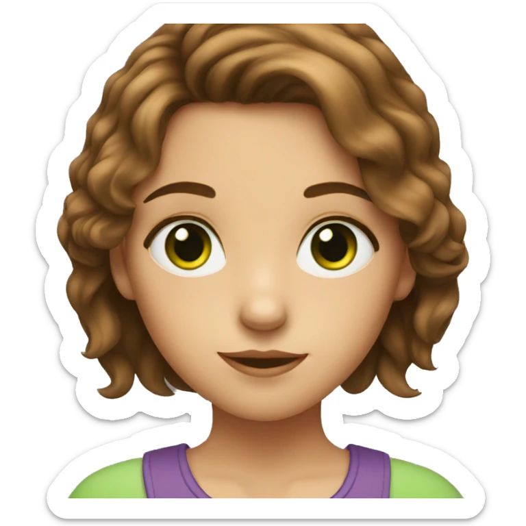 young girl with green eyes and brown hair sticker