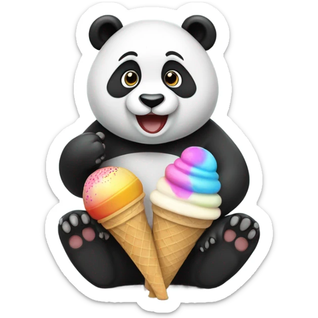 Panda eating ice cream sticker