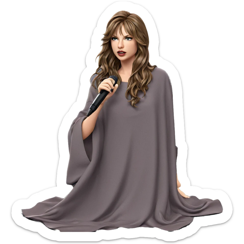 singer with long brown hair sticker