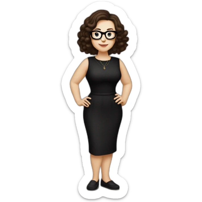 Caucasian-Mum-woman-goth-brown-hair-standing-wearing-glasses-plus-size sticker