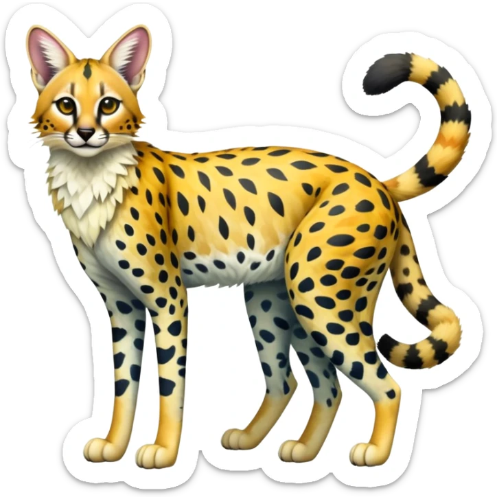 Colorful Exotic Tropical Trico-Vernid-Fionbri-Serval-hybrid (full body) sticker