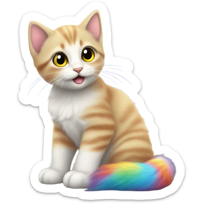 Rainbow and kitty  sticker