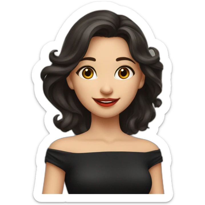 young-bashkir-woman-with-dark-brown-eyes,-dark-long-hair,-red-lips,-big-smile,-black-dress sticker