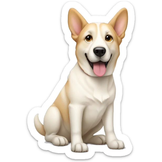a big white dog looking like a mix of corgi and labrador but looking more like a labrador sticker
