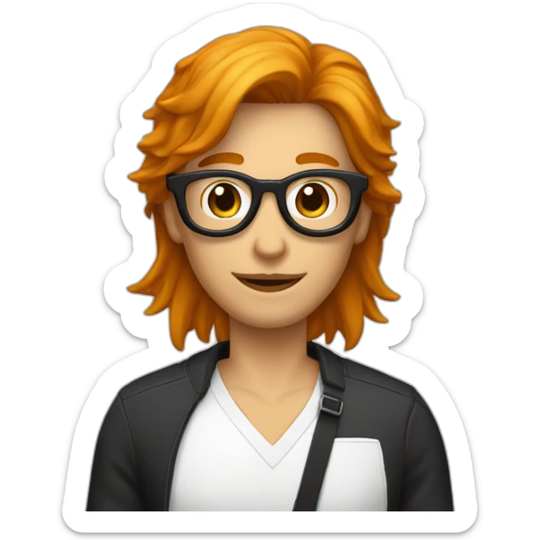 Coupe homme blanc cheveux noir qui porte des lunette avec une femme rousse sticker