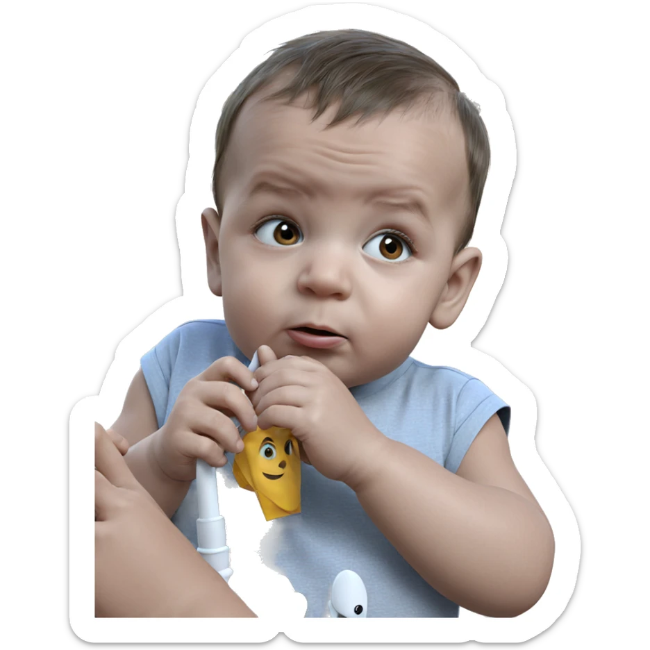 curious boy staring at something sticker