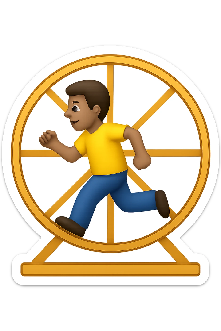 Uomo che corre dentro la ruota del criceto emoji style iphone  sticker