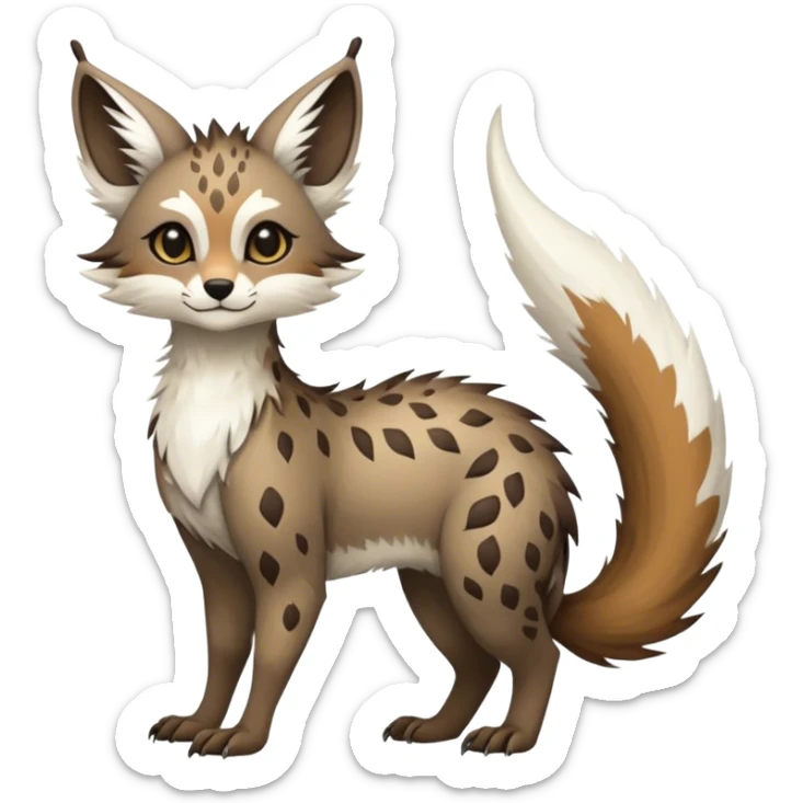 Feral Rare Fantasy Vernid-Trico-species by LiLaiRa, random markings, tufted tail, tufted ears, full body sticker