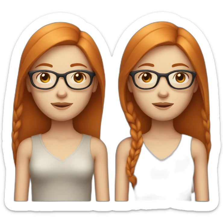 ginger woman with long straight hair with freckles and blue eyes and glasses sticker
