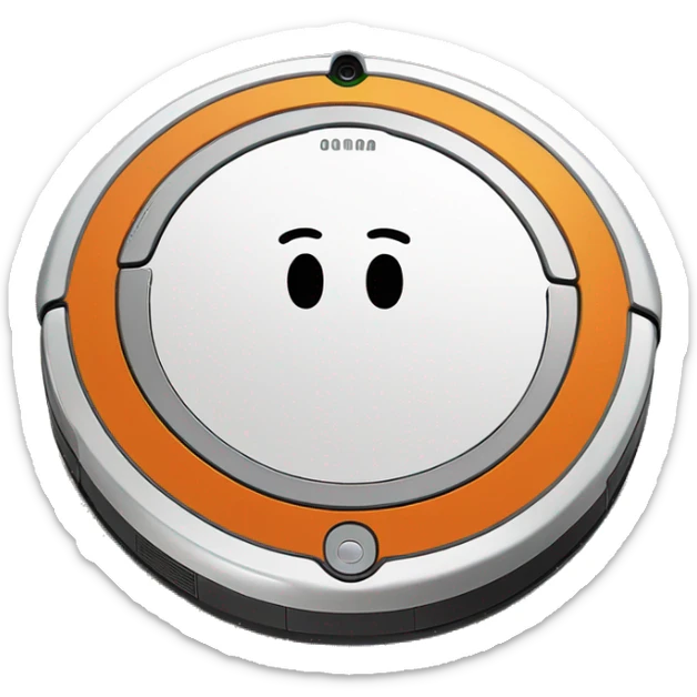 Roomba vaccum with small picture of a clown in place of the logo sticker