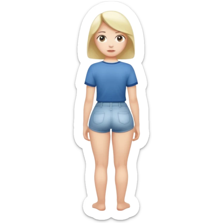 Naked but wearing shirt emoji girl full body no underwear butt turned around  sticker