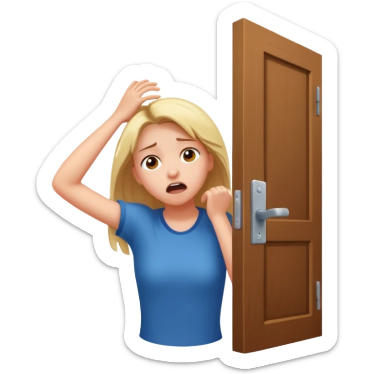 Make an emoji of a girl banging their head on the door frame after jumping  sticker