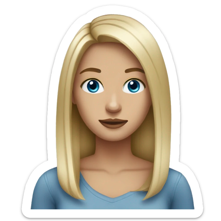 Dirty blonde girl blue eyes straight hair sticker
