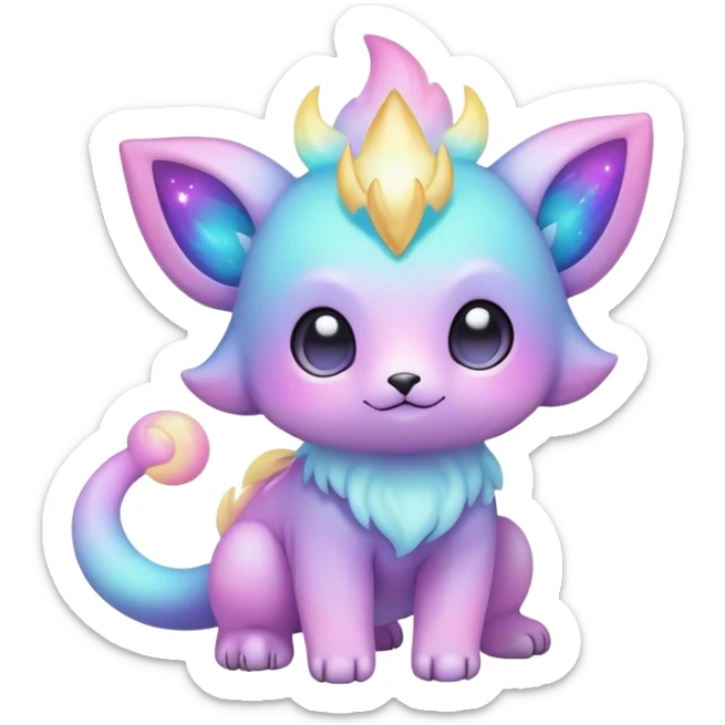 Cute adorable kawaii colorful pastel nebula fantasy animal hybrid Fakemon full body sticker
